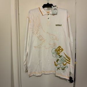 White Polo Shirt with Eagle Design